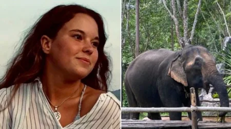 Blanca Ojanguren Garcia, 22, was on a university exchange programme in Taiwan as part of the fifth year of a Law and International Relations Degree at the University of Navarra (Picture: Facebook/Koh Yao Elephant Care)