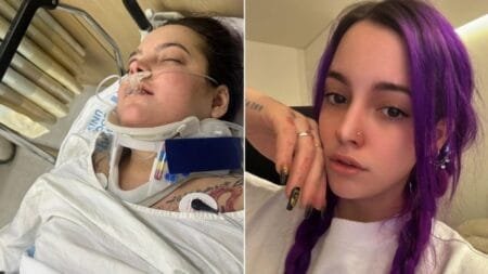 Ashley was rushed to hospital after the shocking discovery (Picture: GoFundMe)