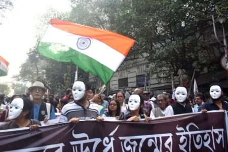 Junior and senior doctors, along with citizen forums, protest for justice following a different case of rape and sexual abuse in Kolkata last year (Picture: Getty)