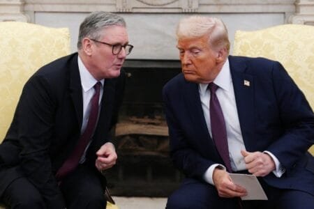 Sir Keir Starmer has reiterated his disappointment over Donald Trump’s new tariffs in further calls with world leaders (Picture: AP)