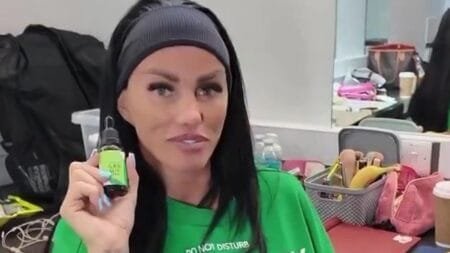Katie Price has claimed CBD oil ‘shrunk’ a little girl’s tumour (Picture: @KatiePrice/X)