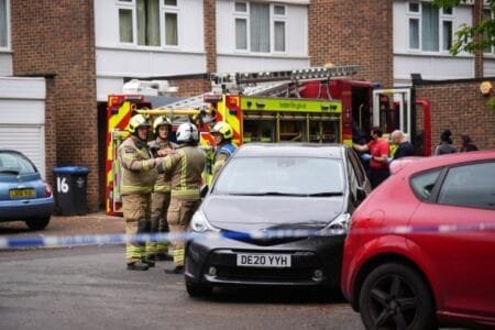 Mother: The fire service and police are still on scene (Picture: James Manning/PA Wire)