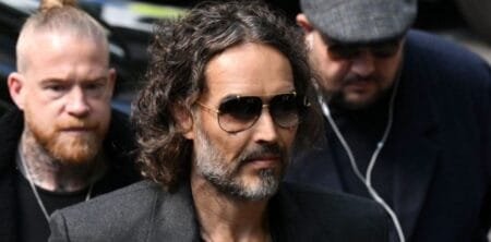 Russell Brand was seen arriving in court (Picture: Rex Features)