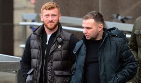Gangsters: Ross Monaghan and Eddie Lyons were shot dead outside an Irish bar in in Fuengirola, Spain (Picture: Daily Record/Media Scotland)