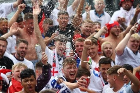 British football fans drank 364 million pints during the Euro 2020 tournament (Photo by Marc Atkins/Getty Images)