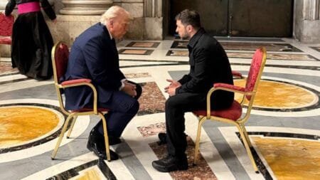 Volodymyr Zelenskyy and Donald Trump meeting at St Peter’s Basilica before Pope Francis's funeral: Getty Images