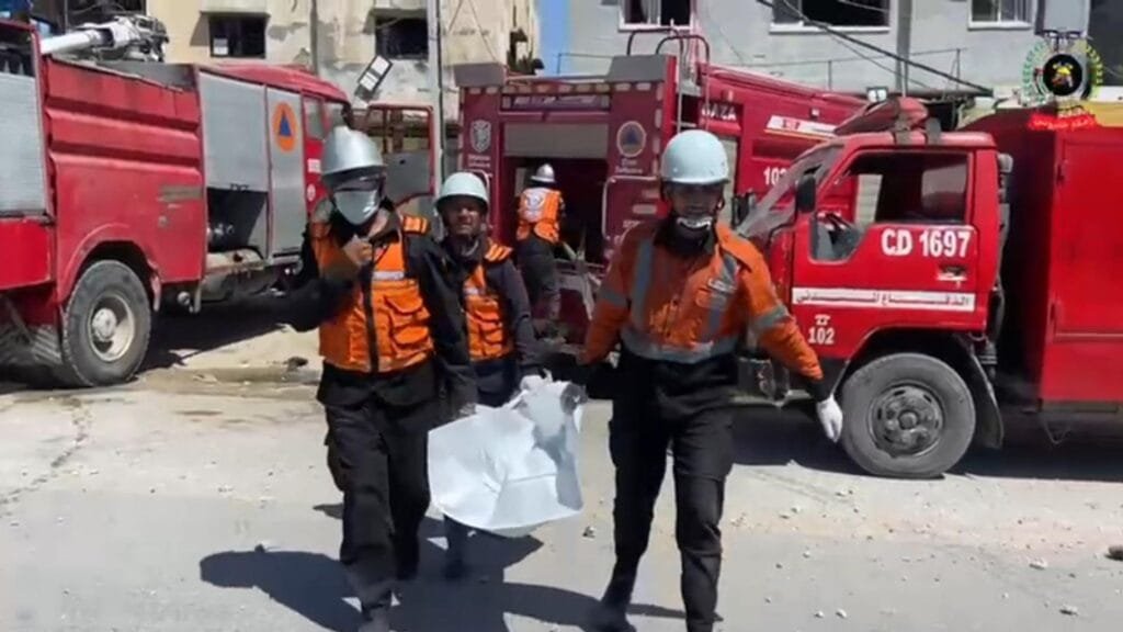 Nine children were killed in the strike. Pics: Palestinian Civil Defence