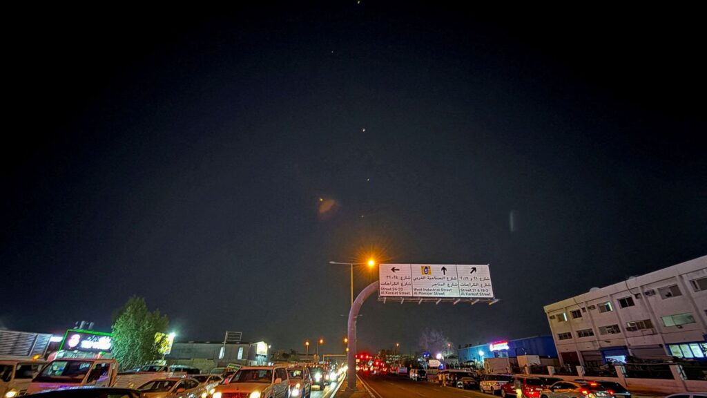 Iran: Traces are seen in the sky over Qatar after Iran's armed forces targeted the al Udeid base. Pic: Reuters