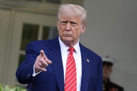 Trump posted about tariffs on Chinese goods ahead of high-level US-Beijing talks.Gripas Yuri/ABACA/Shutterstock